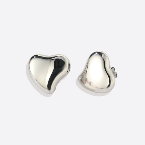 Polished Sculptural Heart Earrings
