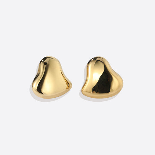 Polished Sculptural Heart Earrings
