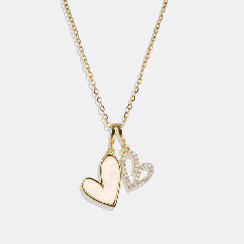 Mother of Pearl & Pave Hearts Necklace