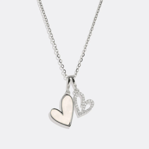 Mother of Pearl & Pave Hearts Necklace