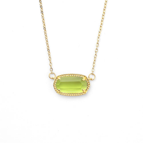 Oval Birthstone Pendant Necklace