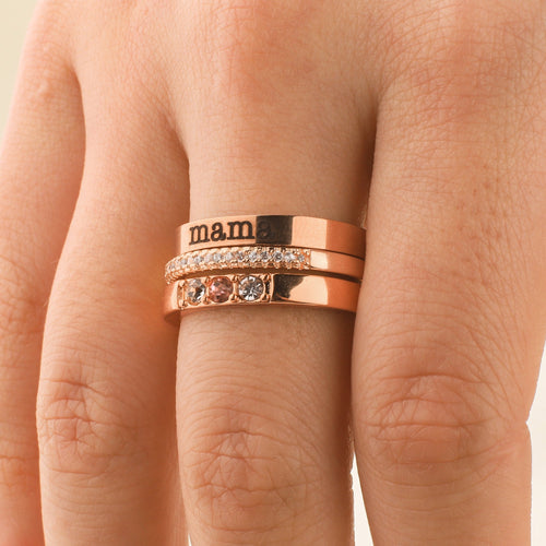 Personalized Name Birthstones Stacking Rings