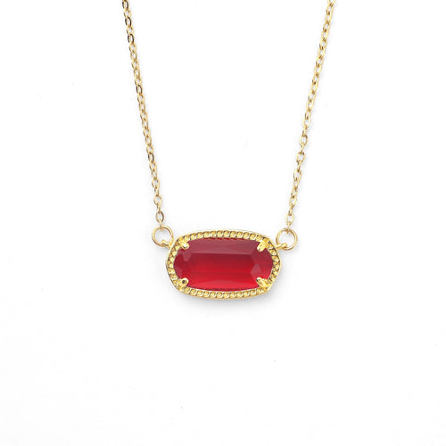 Oval Birthstone Pendant Necklace