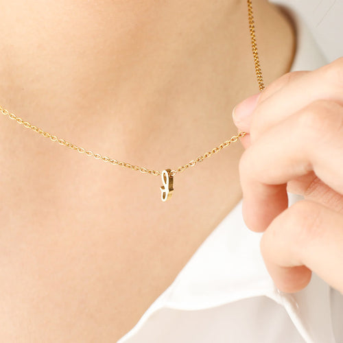 Tiny Script Initial Necklace