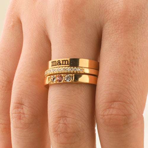 Personalized Name Birthstones Stacking Rings