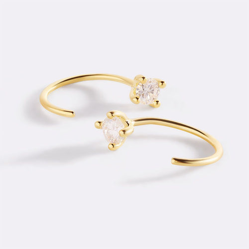 Dainty Diamond Threader Hoop Earrings