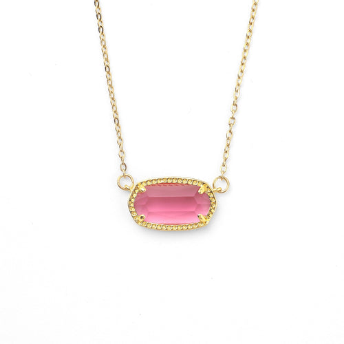 Oval Birthstone Pendant Necklace