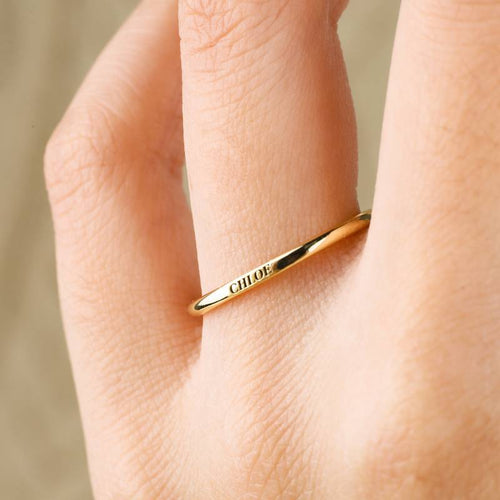 Flat Top Super Tiny Stackable Name Ring