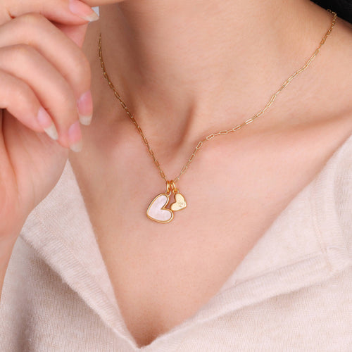 Mother Of Pearl Heart Initial Necklace
