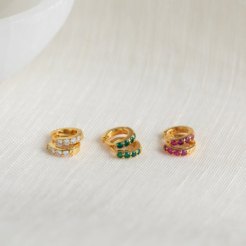 Emerald Huggie Hoops
