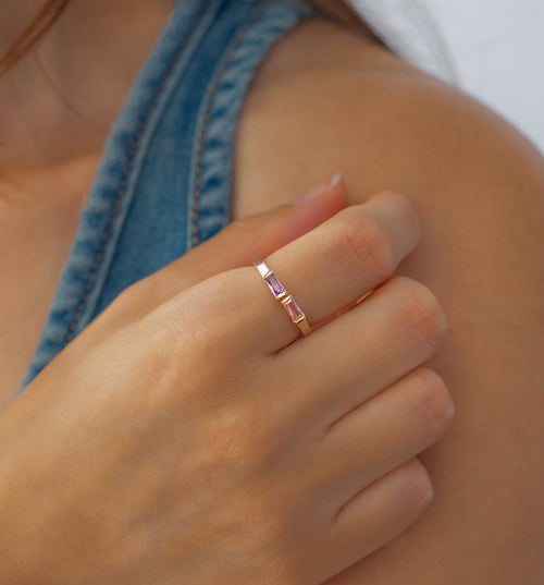 Adjustable Double Birthstone Ring