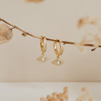 Aleah Opal Evil Eye Dangle Hoop Earrings