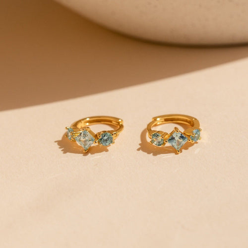 Aquamarine Huggie Hoops