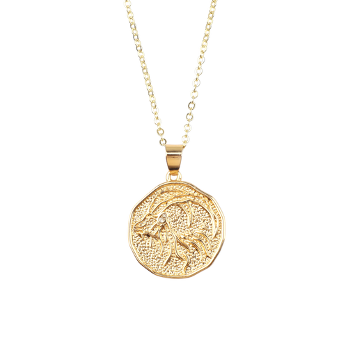 Astrological Sign Coin Pendant Necklace