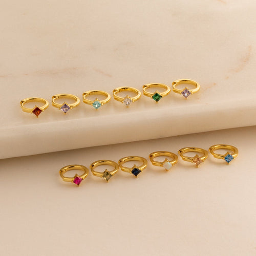 Athena Birthstone Huggie Earrings