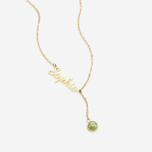 Birthstone Lariat Name Necklace
