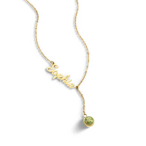 Birthstone Lariat Name Necklace