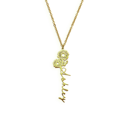 Birth Flower Name Necklace