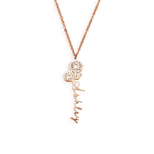 Birth Flower Name Necklace