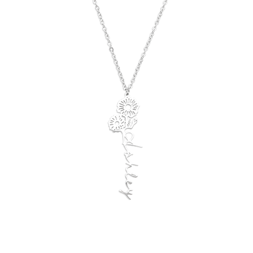 Birth Flower Name Necklace