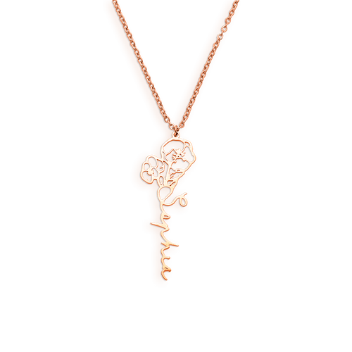 Birth Flower Name Necklace