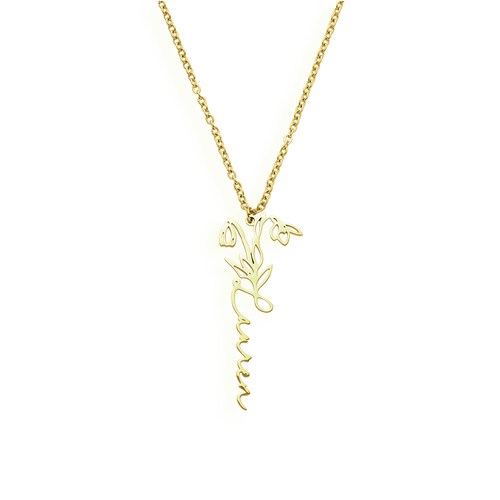 Birth Flower Name Necklace