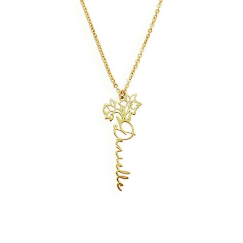 Birth Flower Name Necklace
