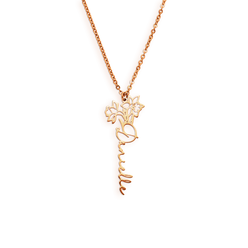 Birth Flower Name Necklace