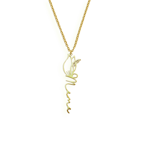 Birth Flower Name Necklace