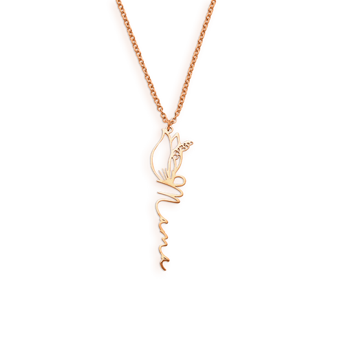 Birth Flower Name Necklace