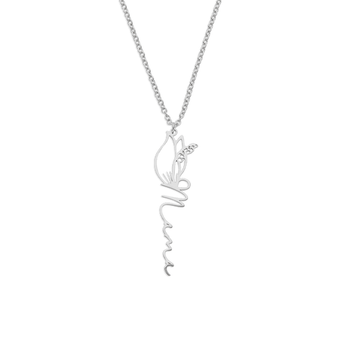 Birth Flower Name Necklace