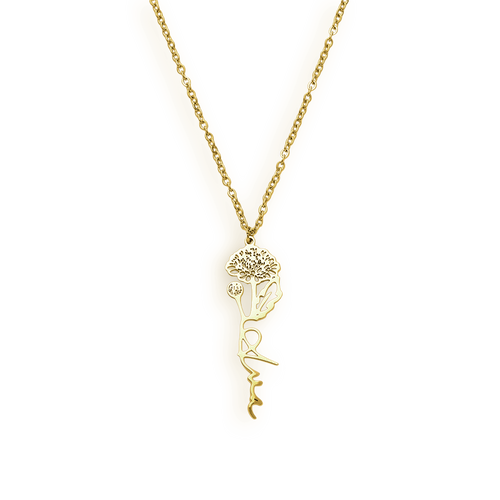 Birth Flower Name Necklace
