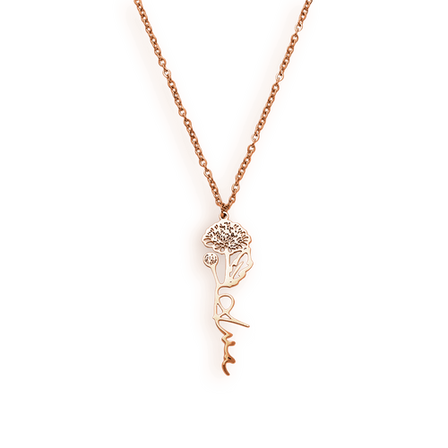Birth Flower Name Necklace