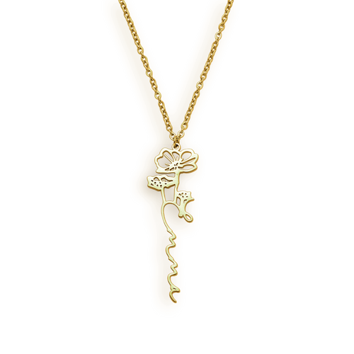 Birth Flower Name Necklace