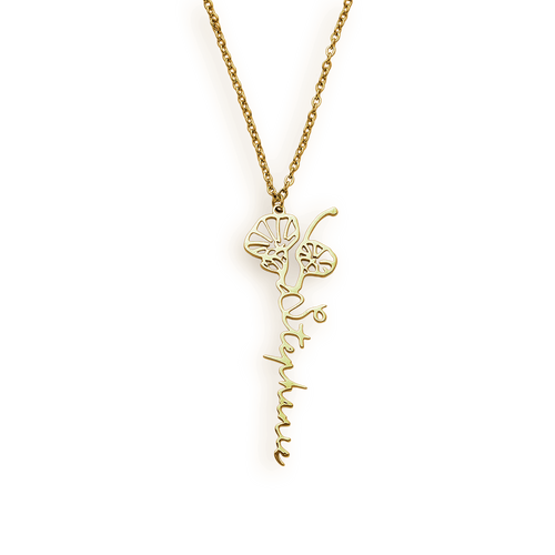 Birth Flower Name Necklace