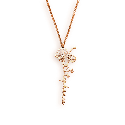 Birth Flower Name Necklace