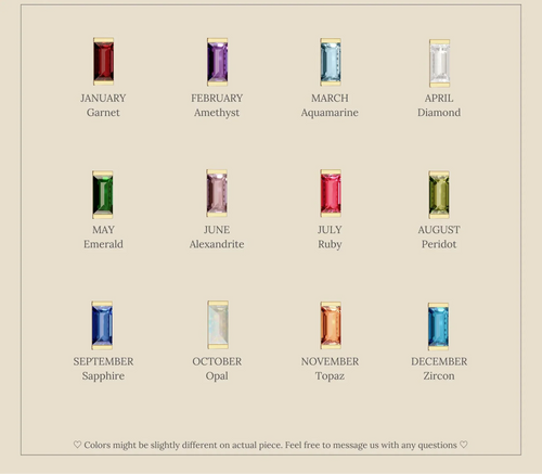 Baguette Birthstone Stud Earrings