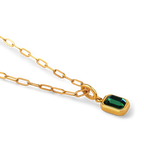 Baguette Birthstone Charm Necklace