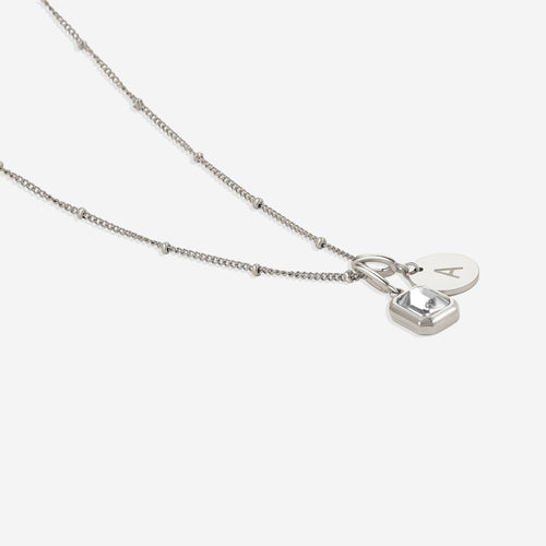Baguette Birthstone & Initial Necklace