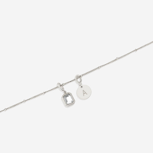 Baguette Birthstone & Initial Necklace