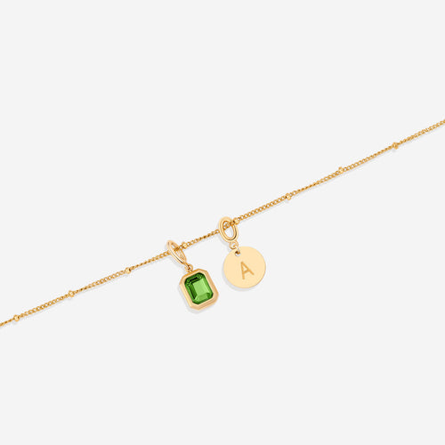 Baguette Birthstone & Initial Necklace