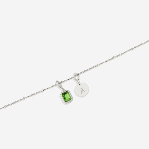 Baguette Birthstone & Initial Necklace