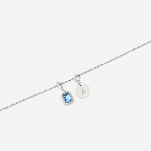 Baguette Birthstone & Initial Necklace