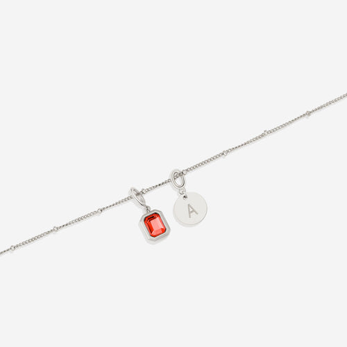 Baguette Birthstone & Initial Necklace