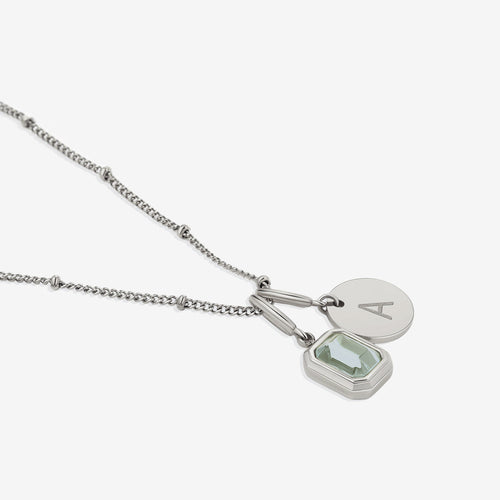 Baguette Birthstone & Initial Necklace