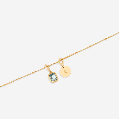 Baguette Birthstone & Initial Necklace