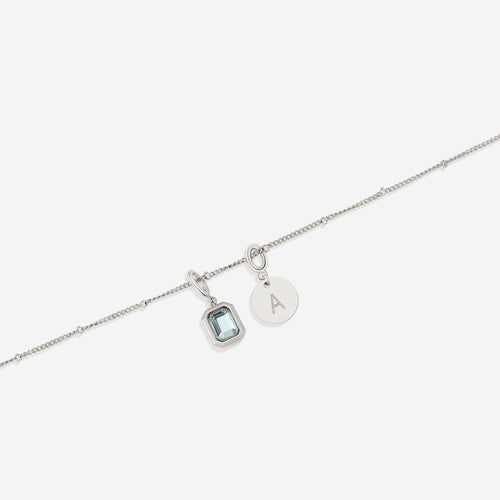 Baguette Birthstone & Initial Necklace