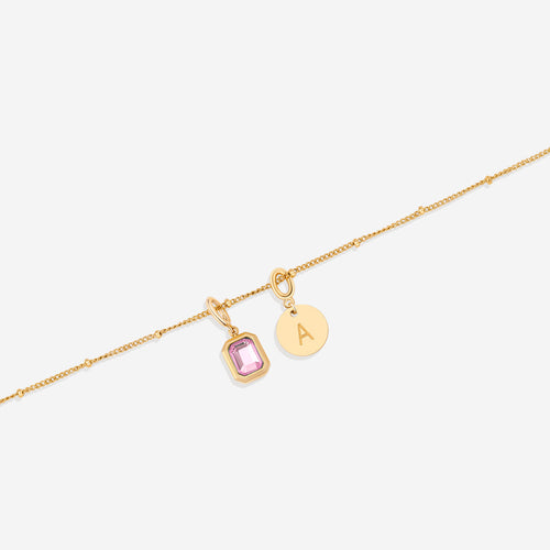 Baguette Birthstone & Initial Necklace