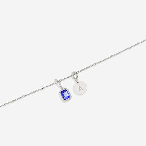 Baguette Birthstone & Initial Necklace