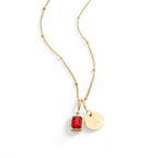 Baguette Birthstone & Initial Necklace